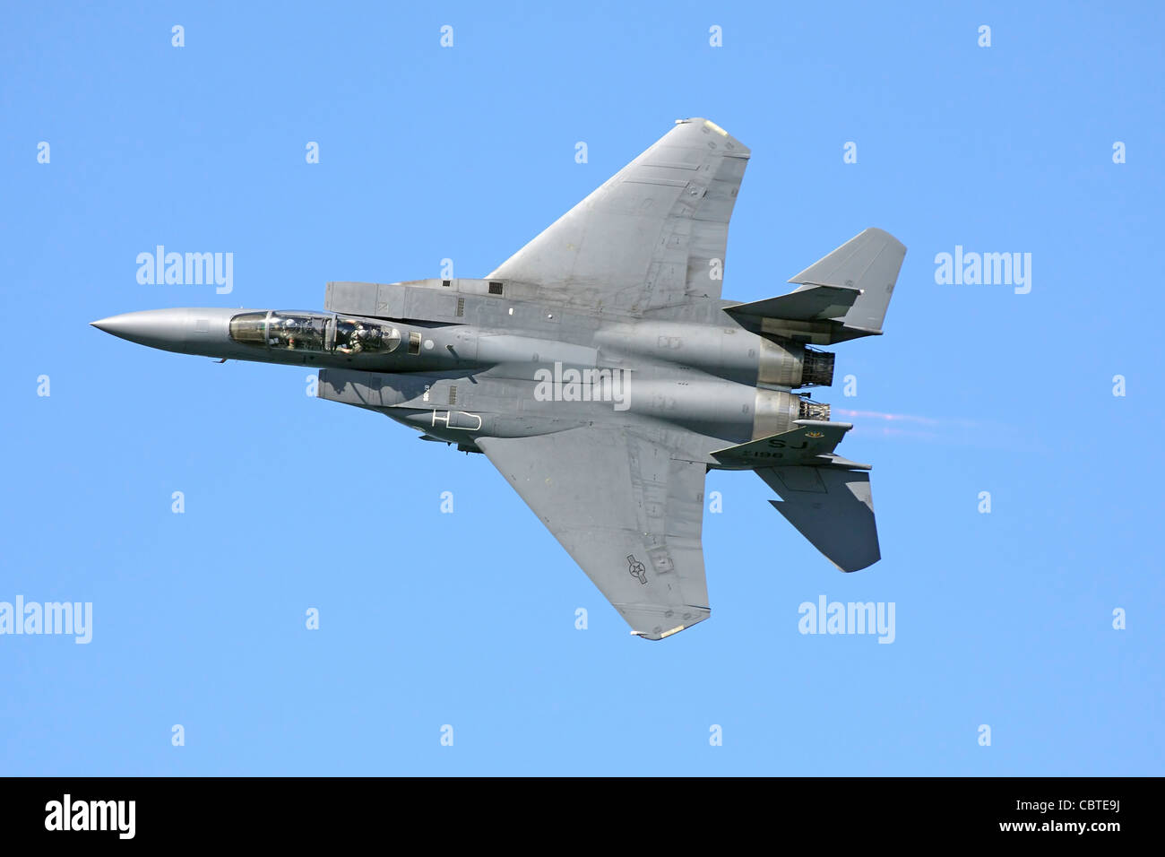 U.S. Air Force F-15 Eagle in flight. Stock Photo