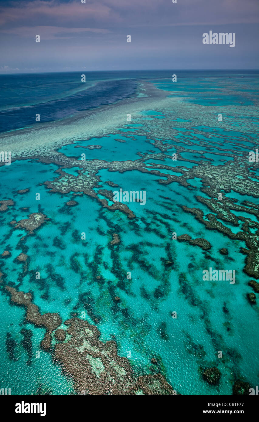 The channel of water known as the River near Hardy Reef, off the Whitsunday coast, Queensland, Australia. Stock Photo