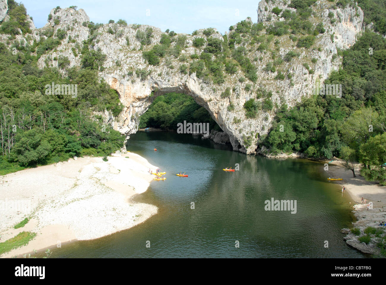 The Pont d'Arc of the Ardeche river in southern France, a popular ...