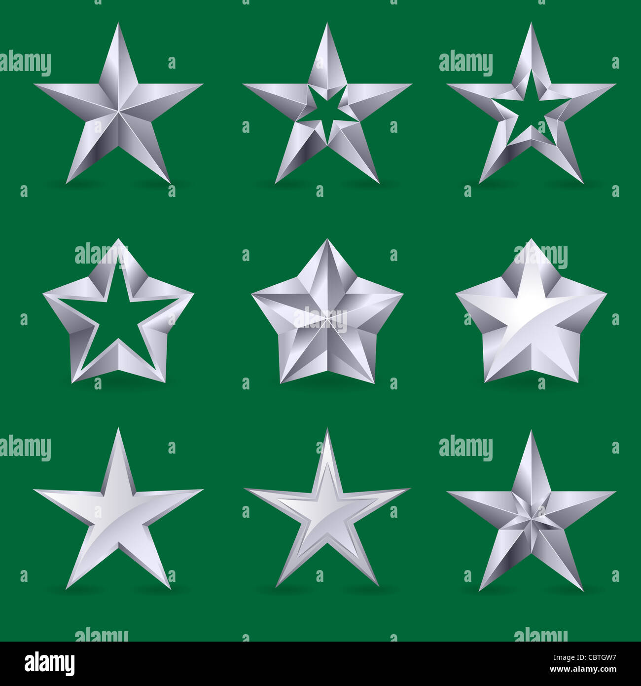 Set of different stars icons for your design. Illustration on green ...