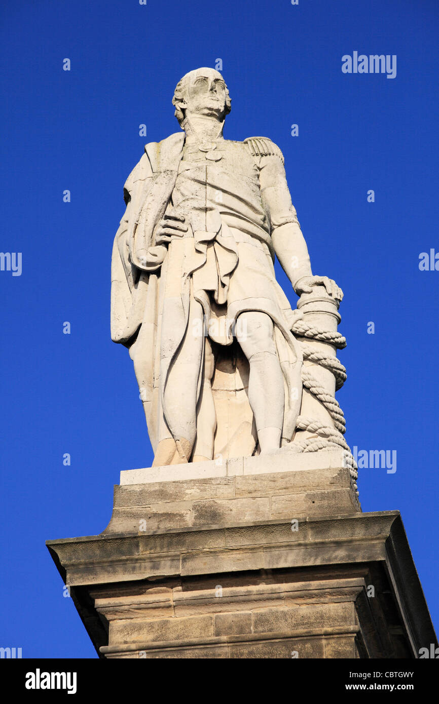 Statue of Admiral Lord Collingwood, Tynemouth, north east England,UK Stock Photo