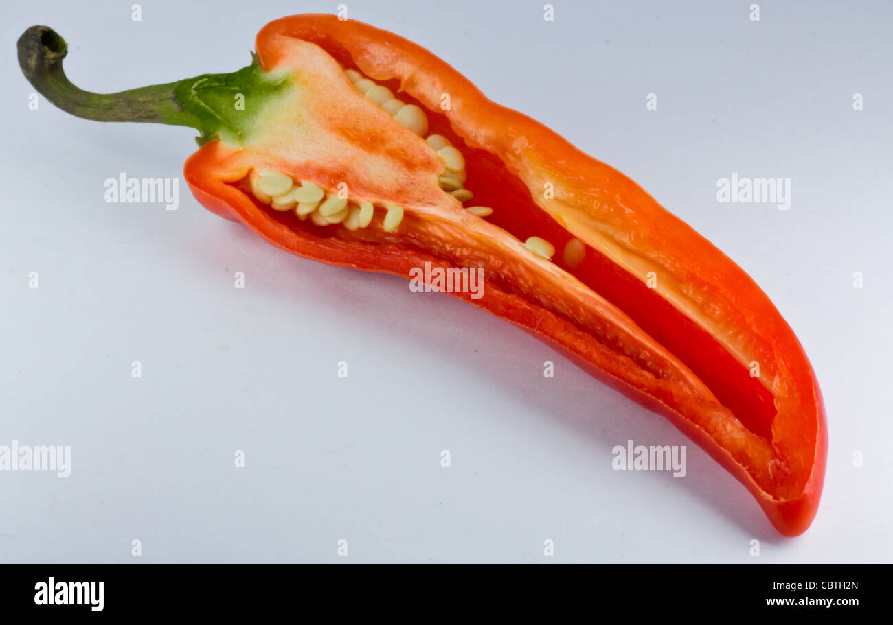 Red bell pepper on white background Stock Photo