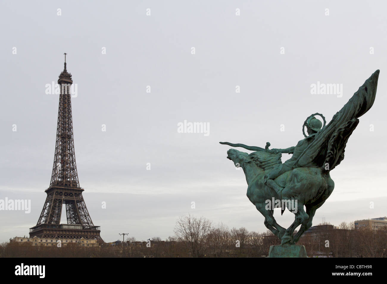 'La France renaissante' statue by Danish sculptor Holger Wederkinch, Bir-Hakeim bridge, Paris, France Stock Photo