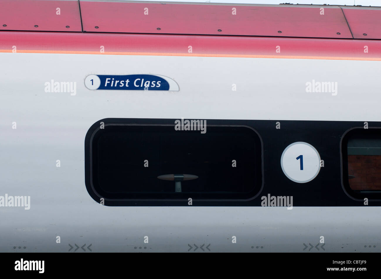 First Class section of Virgin Pendolino train Stock Photo