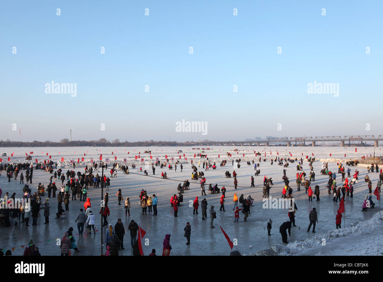People skating, Harbin, China Heilongjiang Province Stock Photo