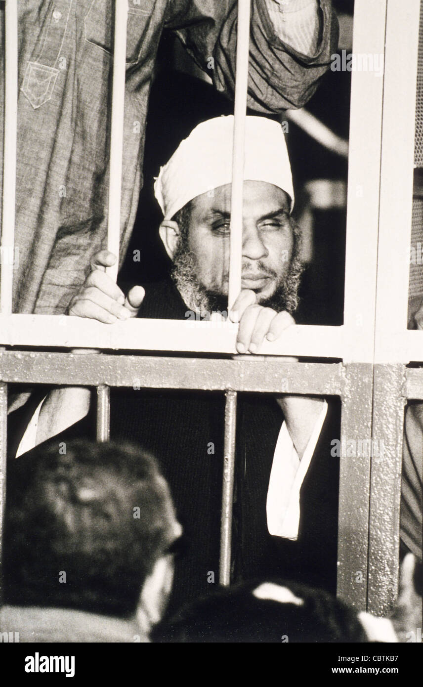 Cairo, Egypt -- 1980 -- The trial of Omar Abdel Rahman, leader of the al Gamaa al Islamiyya (the blind sheikh) in Cairo. Stock Photo