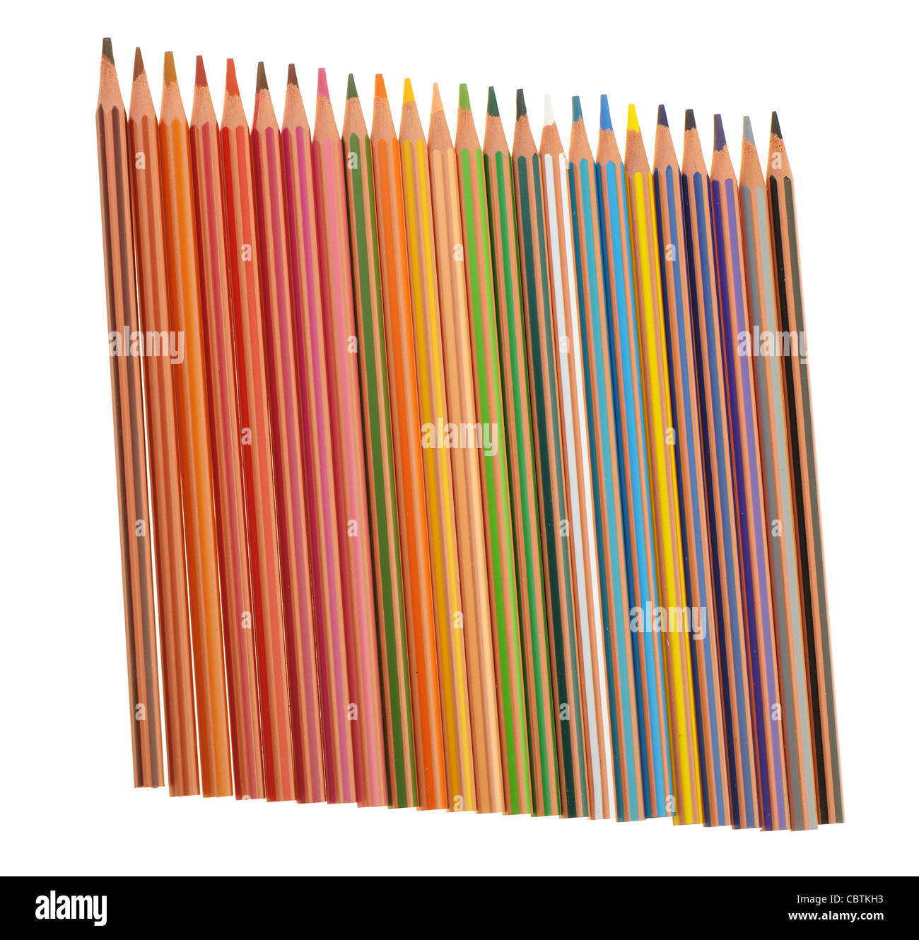 Set of plastic colour pencils. It is isolated on a white background ...