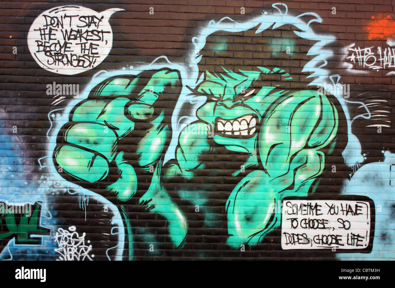 hulk on a grafiti on a wall Stock Photo