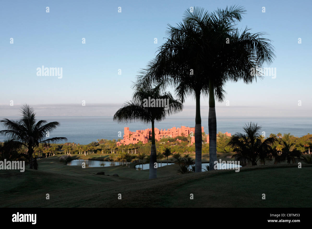 Early morning view over the Abama golf course and five star resort in Playa San Juan Tenerife Canary Islands, Spain Stock Photo