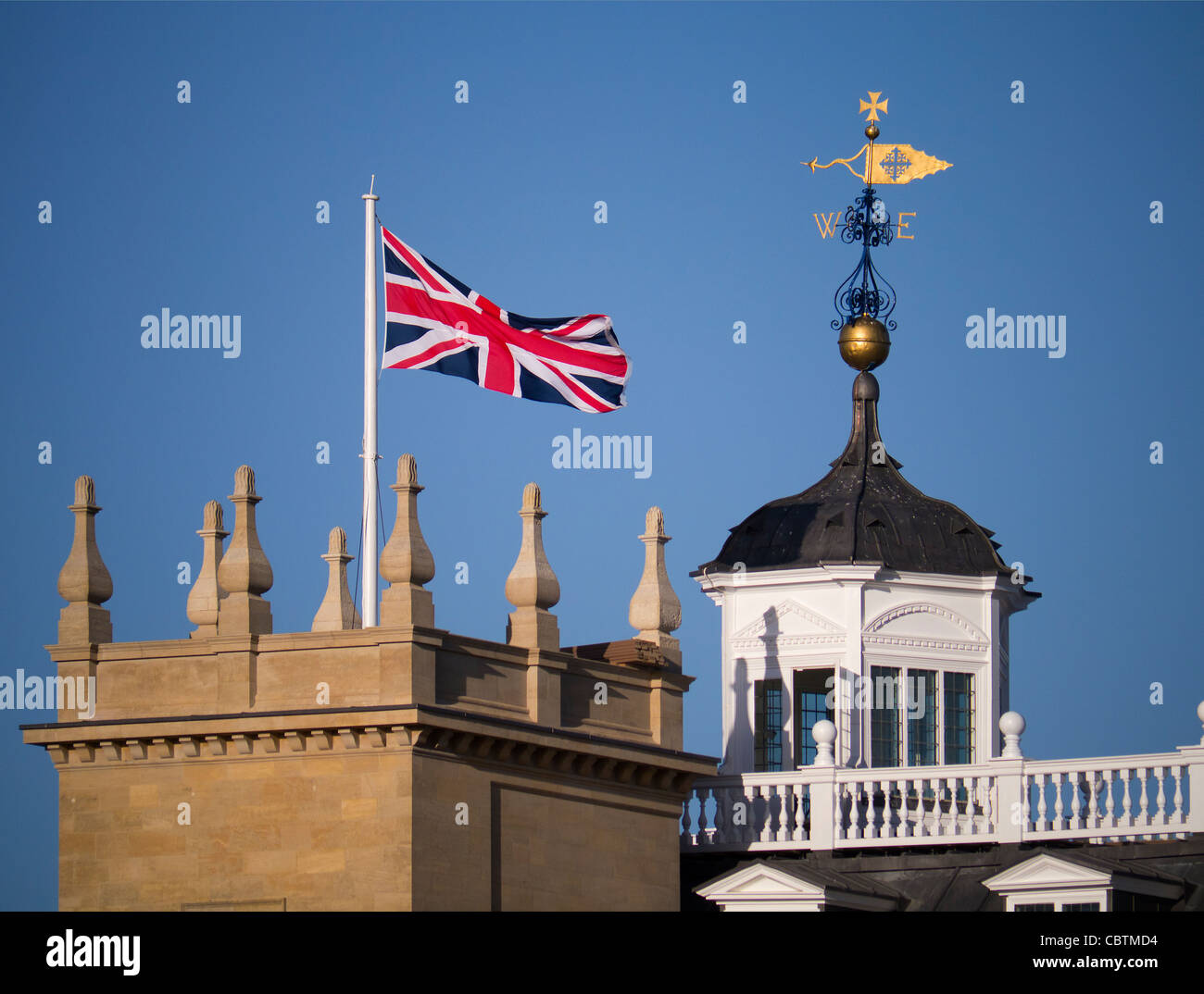 Abingdon-on-Thames museum rooftop, with Union flag Stock Photo