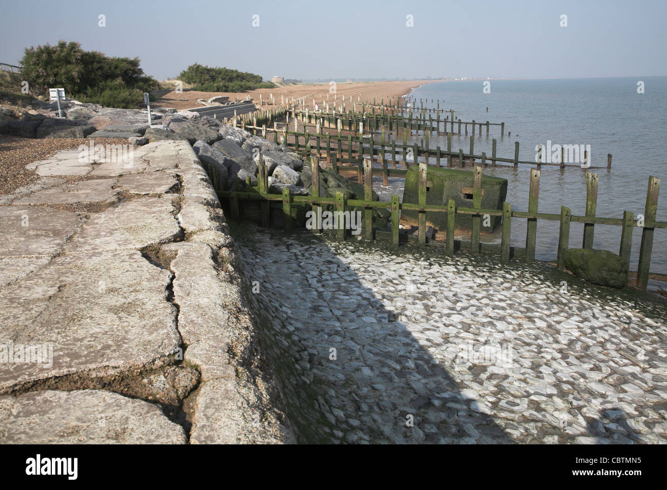 Coastal erosion, East Lane, Bawdsey, Suffolk, England Stock Photo
