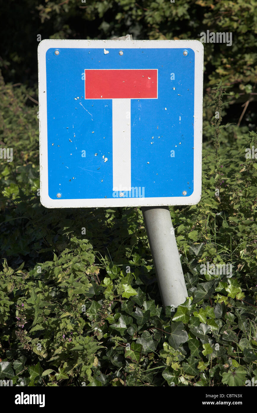 Blue square No Through Road road traffic sign Stock Photo