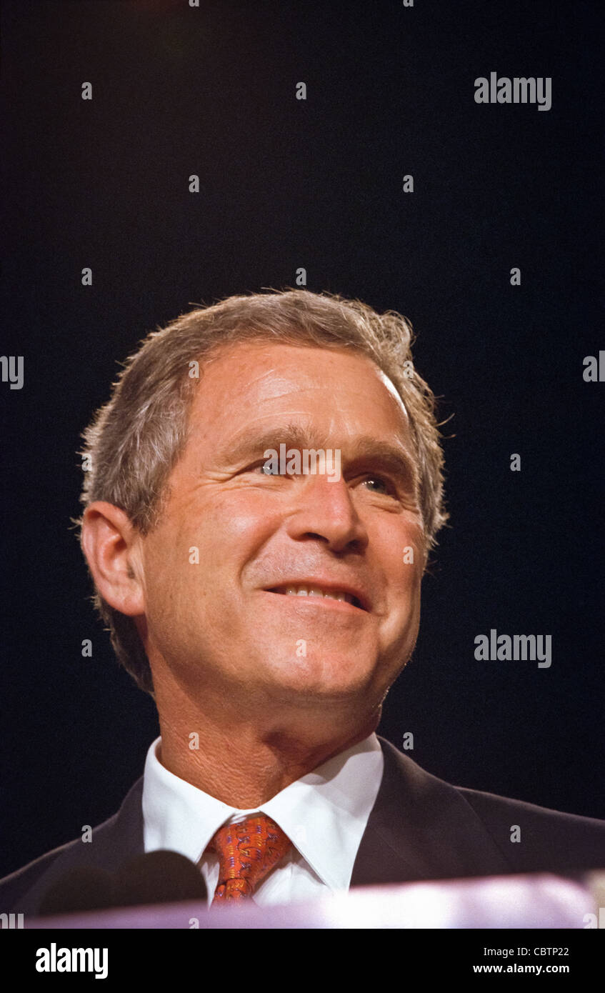 Texas Gov. George W. Bush during a campaign fundraising event June 22, 1999 in Washington, DC. Bush is the frontrunner for the Republican presidential nomination in the Year 2000. Stock Photo