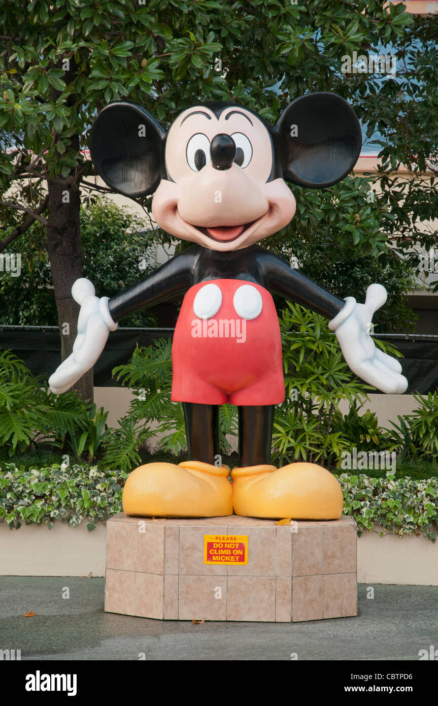 Notorious cartoon character Mickey Mouse statue in Disneyworld hotel, Anaheim, US Stock Photo
