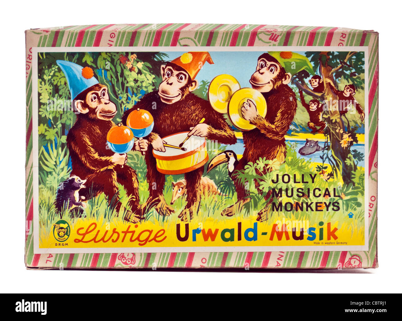 Vintage wind-up 'Jolly Musical Monkeys' from 1956 by DRGM of West Germany Stock Photo