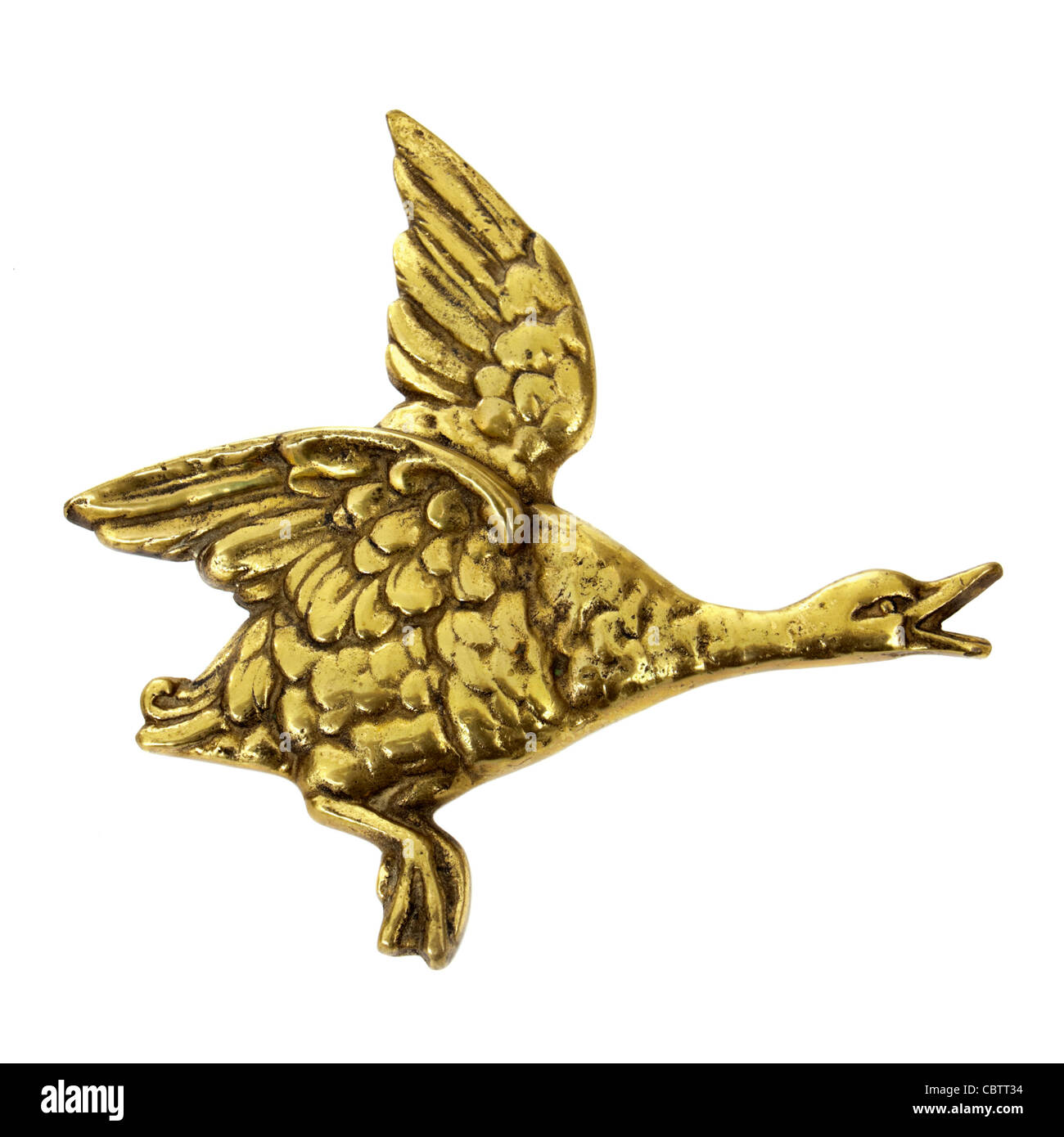 Brass flying duck Stock Photo