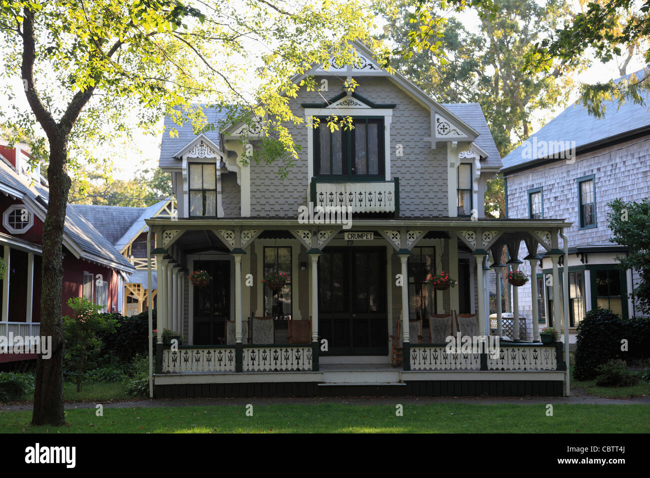 Victorian Gingerbread Cottages Oak Bluffs Marthas Vineyard Stock