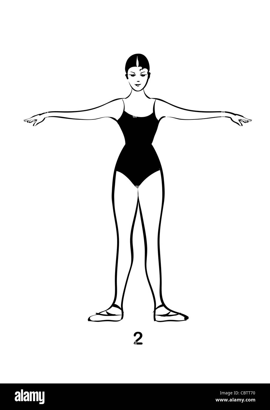 Ballet body position 2 BW illustration Stock Photo - Alamy