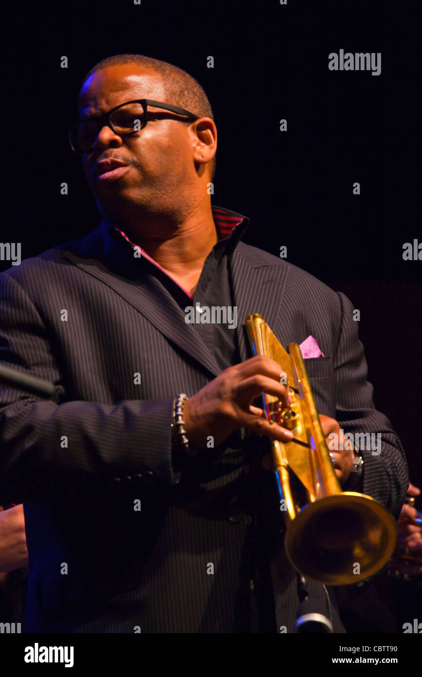 TERENCE BLANCHARD plays trumpet with PONCHO SANCHEZ and his Latin Jazz Band - 54TH MONTEREY JAZZ FESTIVAL 2011 Stock Photo