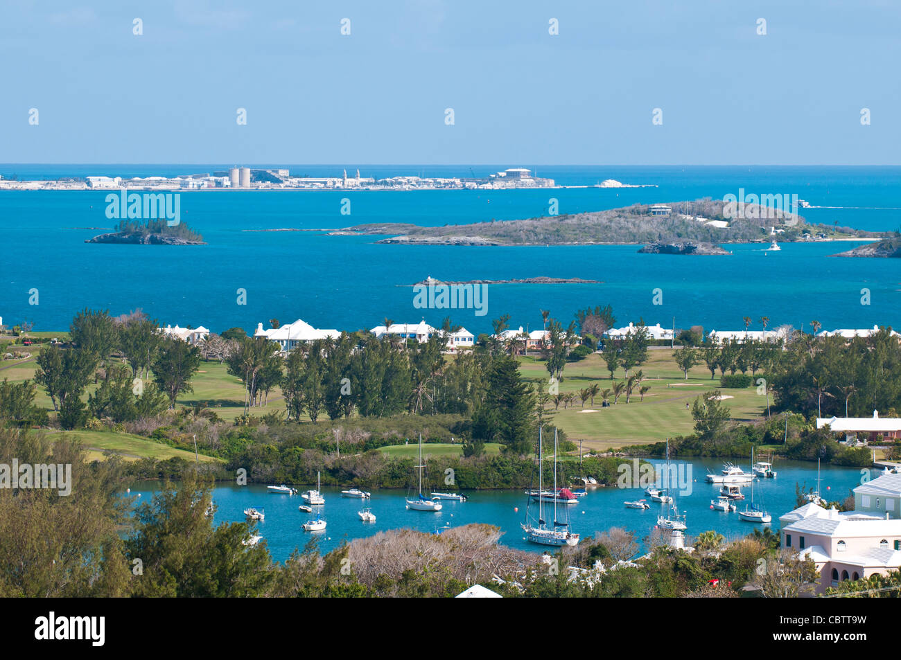 Bermuda. Looking out over Great Sound and smaller Riddell's Bay and