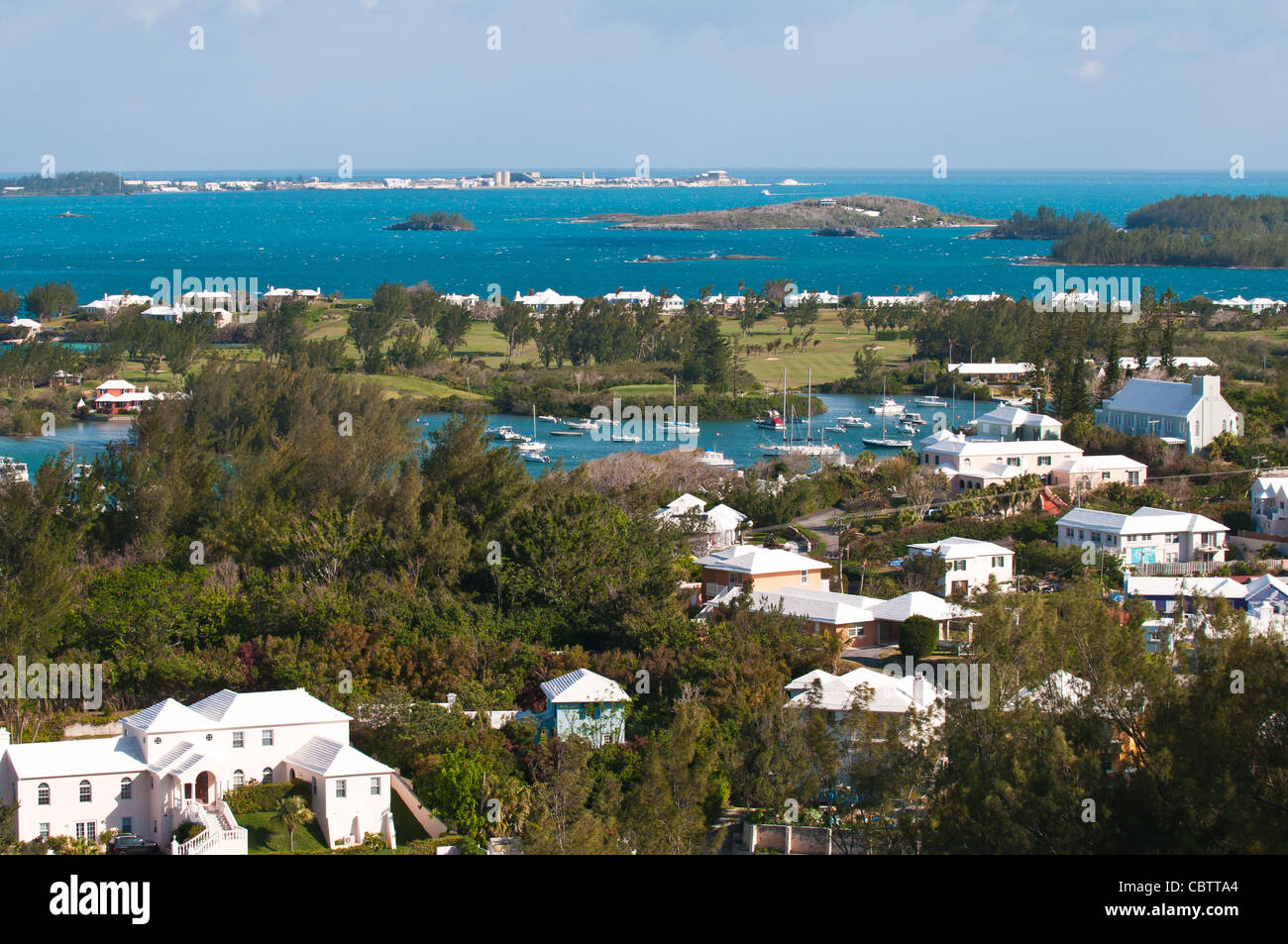 Bermuda. Looking out over Great Sound and smaller Riddell's Bay and