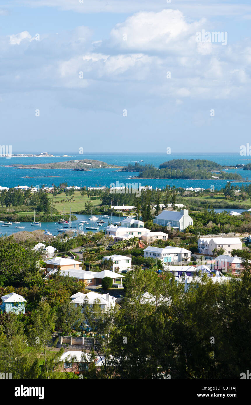 Bermuda. Looking out over Great Sound and smaller Riddell's Bay