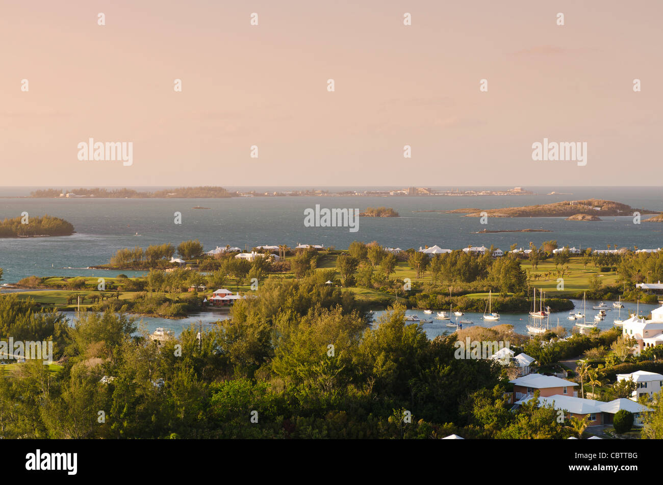 Bermuda. Looking out over Great Sound and smaller Riddell's Bay
