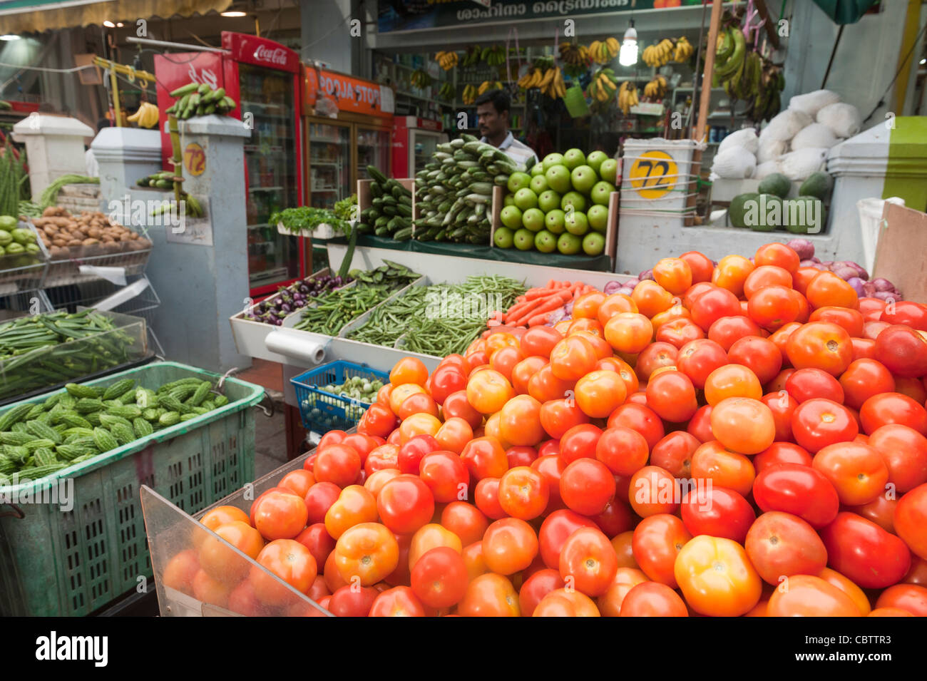 tomatioes in a fruit and vegetable shop in Little India, Singapore Stock Photo