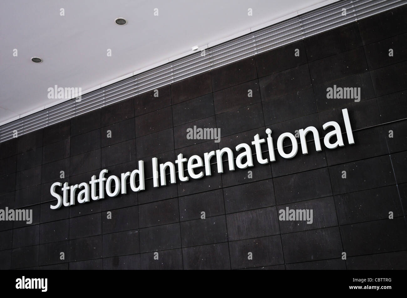Stratford International Station Sign, Stratford, London, England, UK Stock Photo