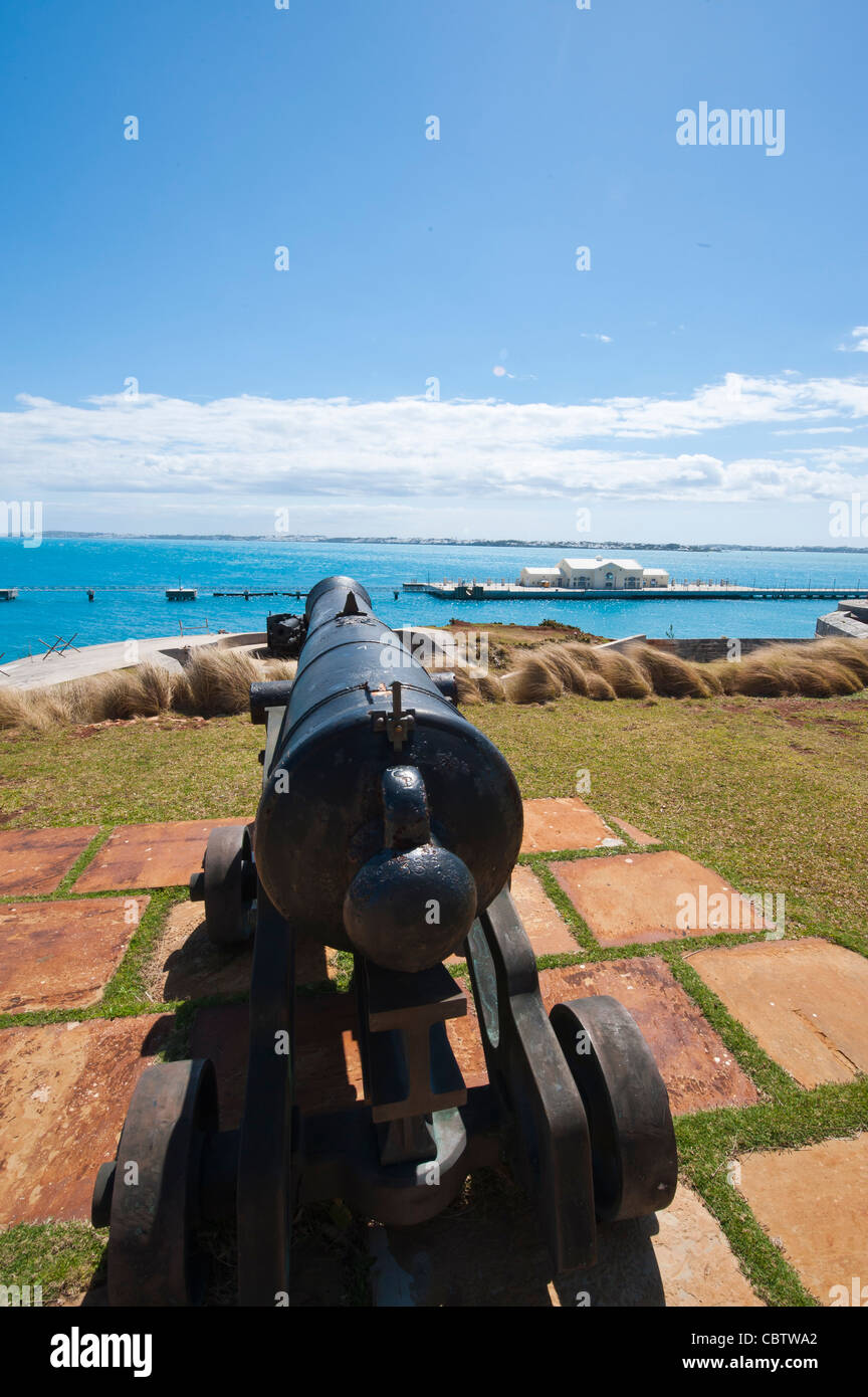 Bermuda. Cannons at the Commissioner's House at the Royal Naval Dockyard, Bermuda. Stock Photo