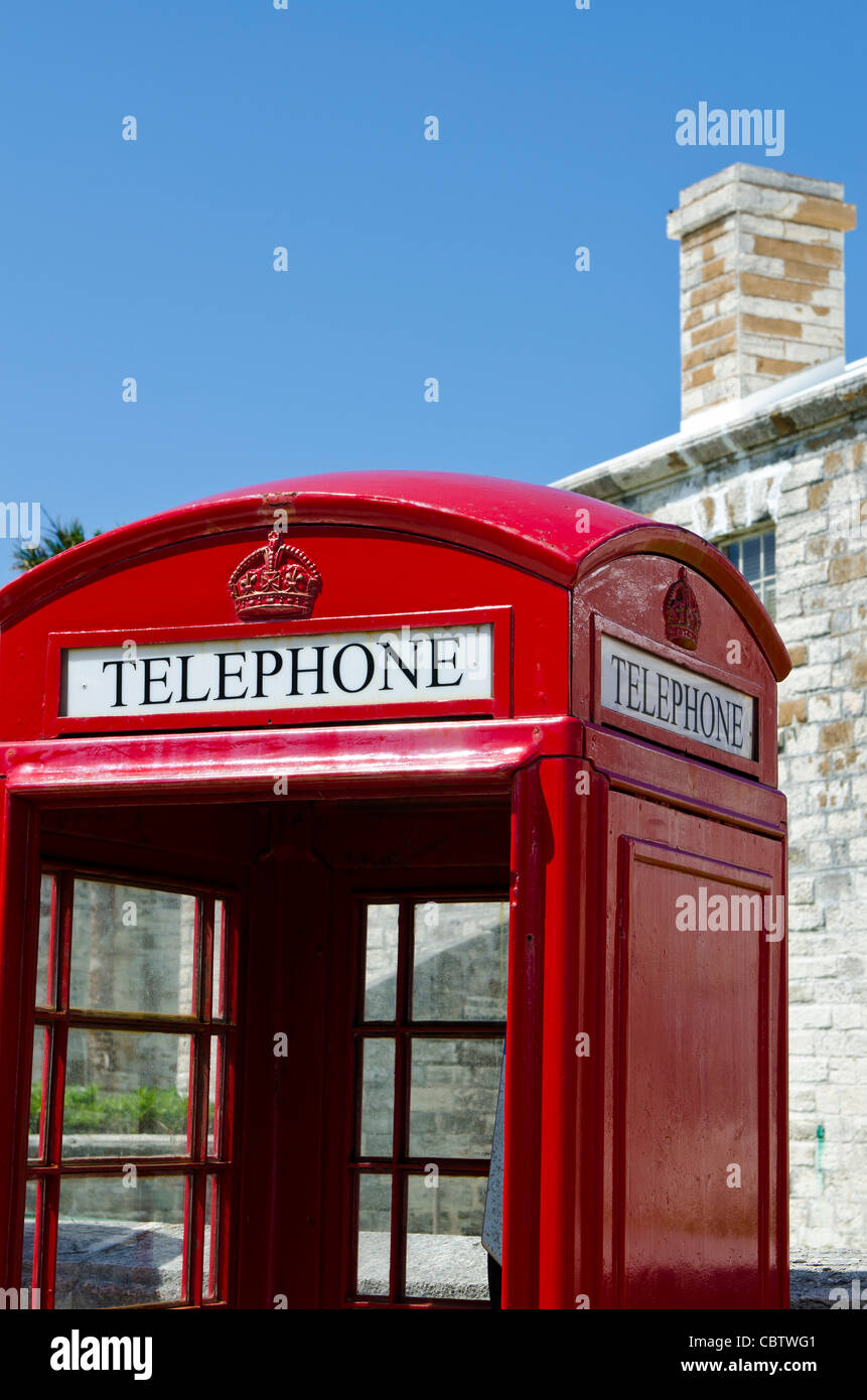 Bermuda. Old British telephone call box near the cruise terminal in the