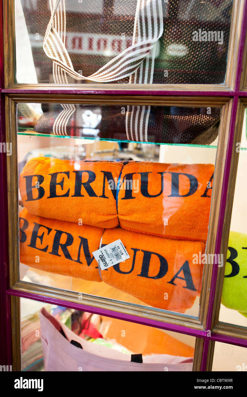 Bermuda. Souvenirs at the Clocktower Mall at the Royal Naval Dockyard, Bermuda. Stock Photo