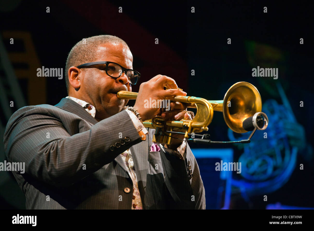 TERENCE BLANCHARD plays trumpet with the VINCE MENDOZA ORCHESTRA on the Jimmy Lyons Stage - 54TH MONTEREY JAZZ FESTIVAL 2011 Stock Photo