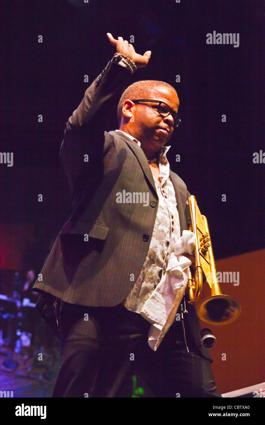 TERENCE BLANCHARD plays trumpet with the VINCE MENDOZA ORCHESTRA on the Jimmy Lyons Stage - 54TH MONTEREY JAZZ FESTIVAL 2011 Stock Photo