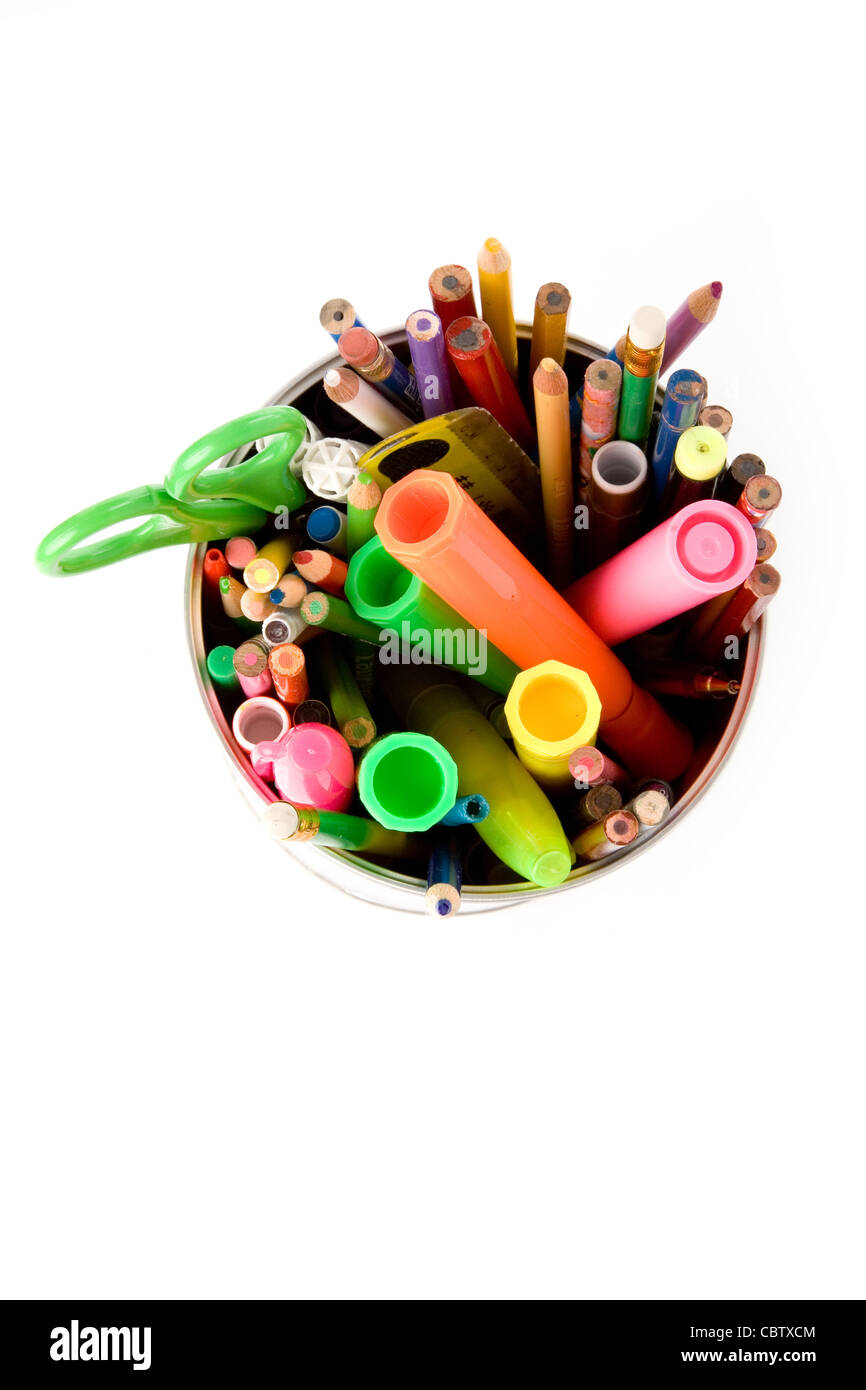 colorful pencils with white background Stock Photo