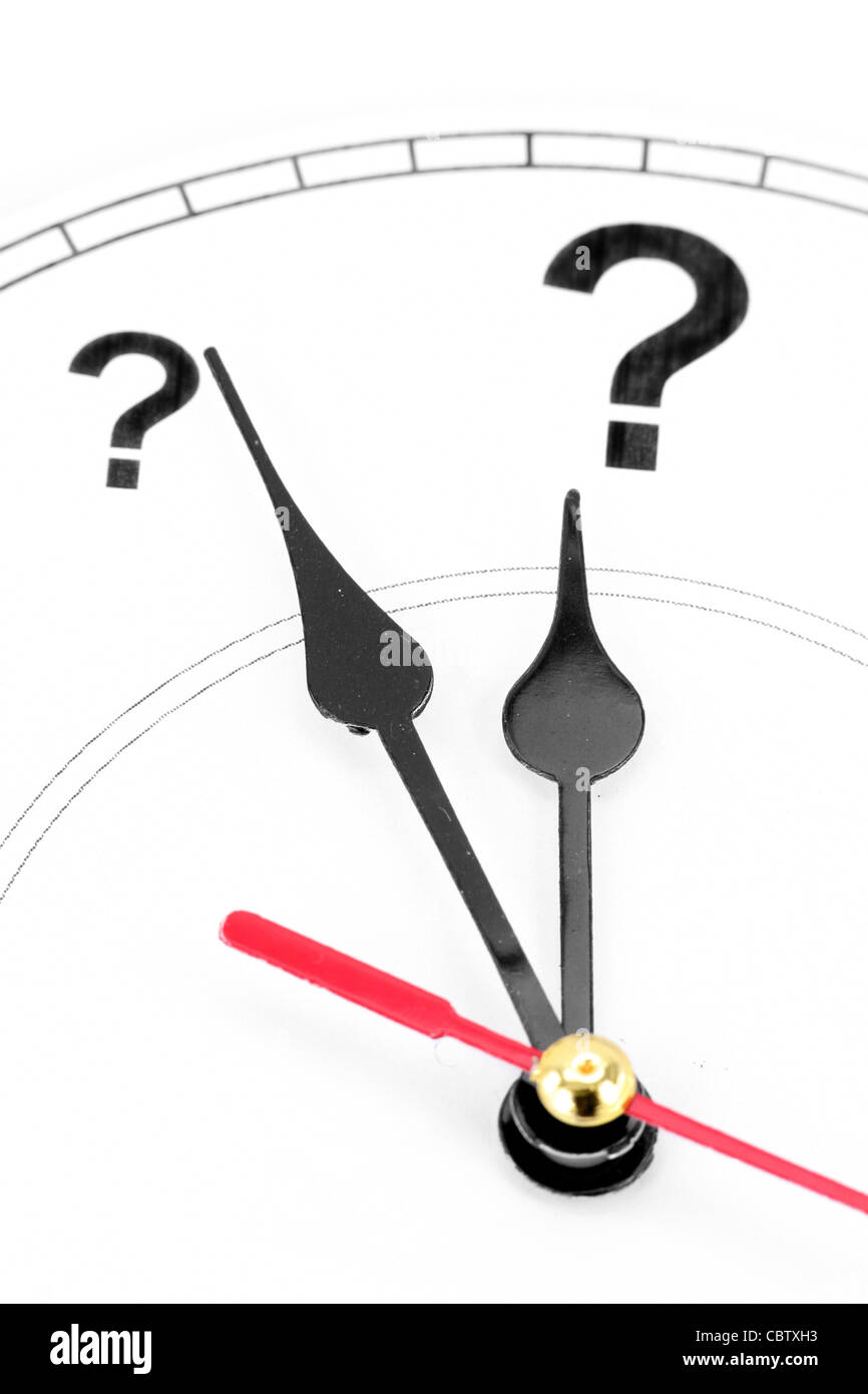 question mark clock, concept of time Stock Photo Alamy