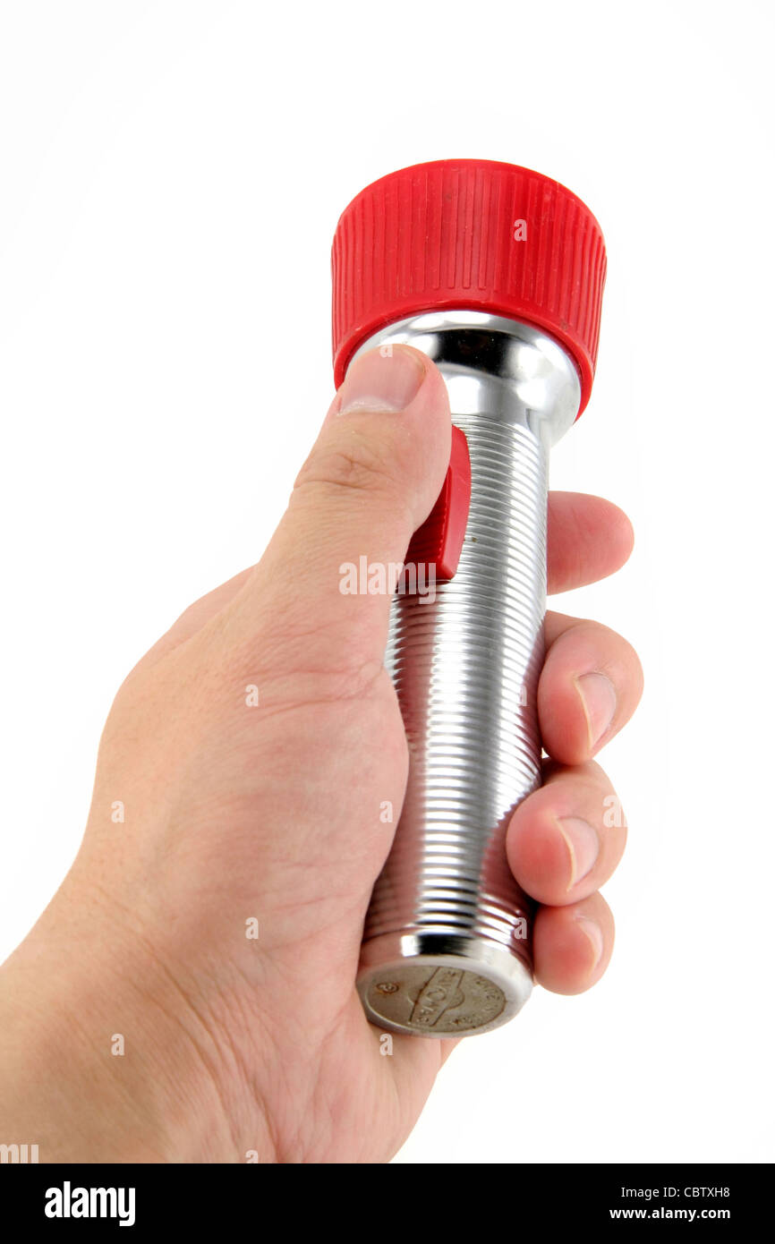 red Flashlight with white background Stock Photo