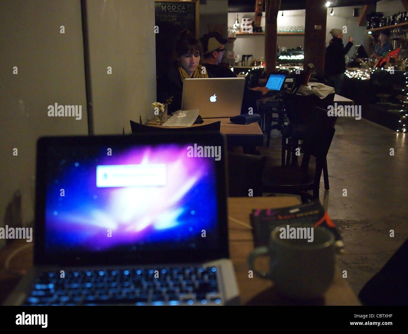 Modca Modca, an internet cafe in Williamsburg, Brooklyn Stock Photo - Alamy