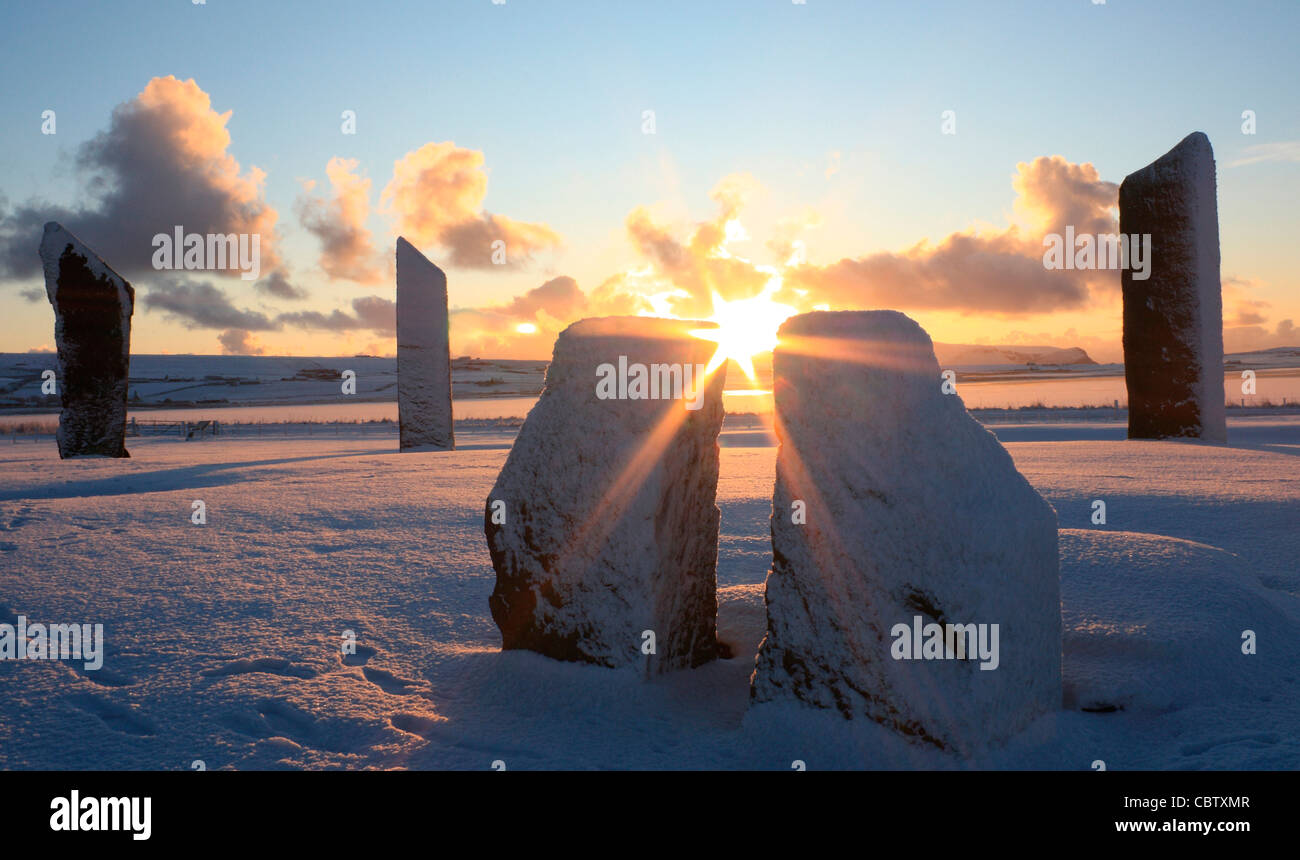 Orkney Islands, Stones of Stenness in winter Stock Photo