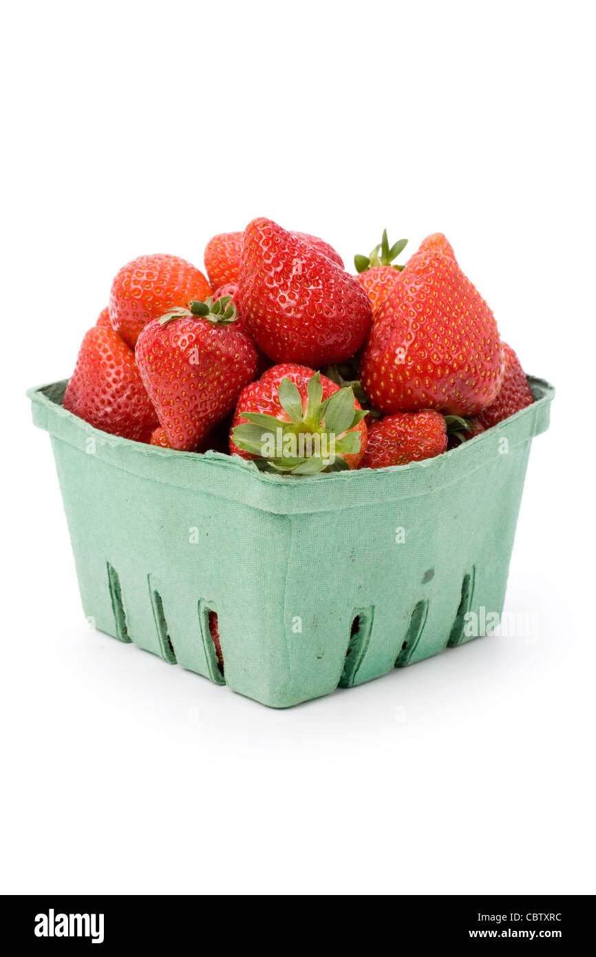 a box of Strawberrys with white background Stock Photo