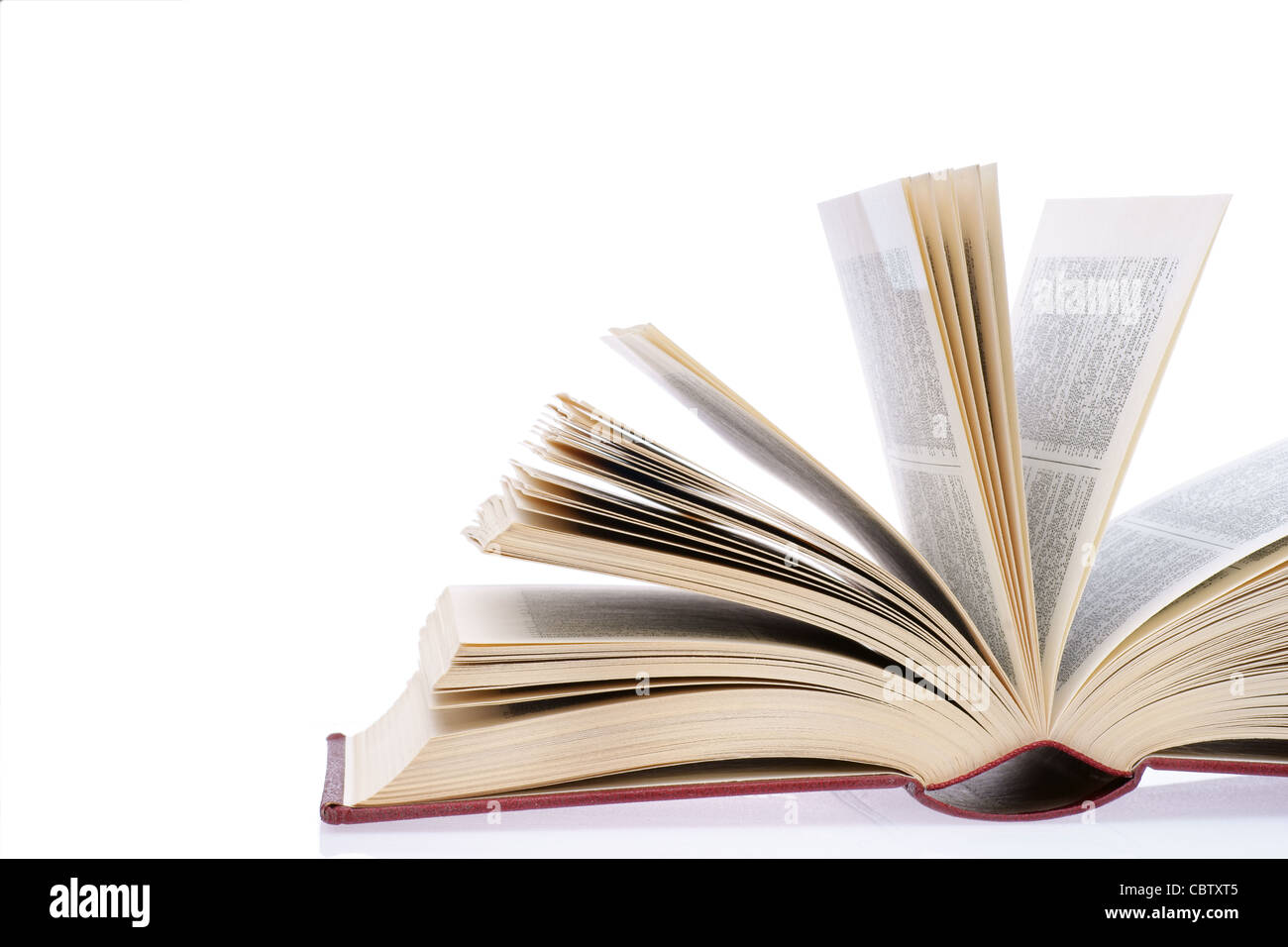 Opened book isolated on white background Stock Photo - Alamy