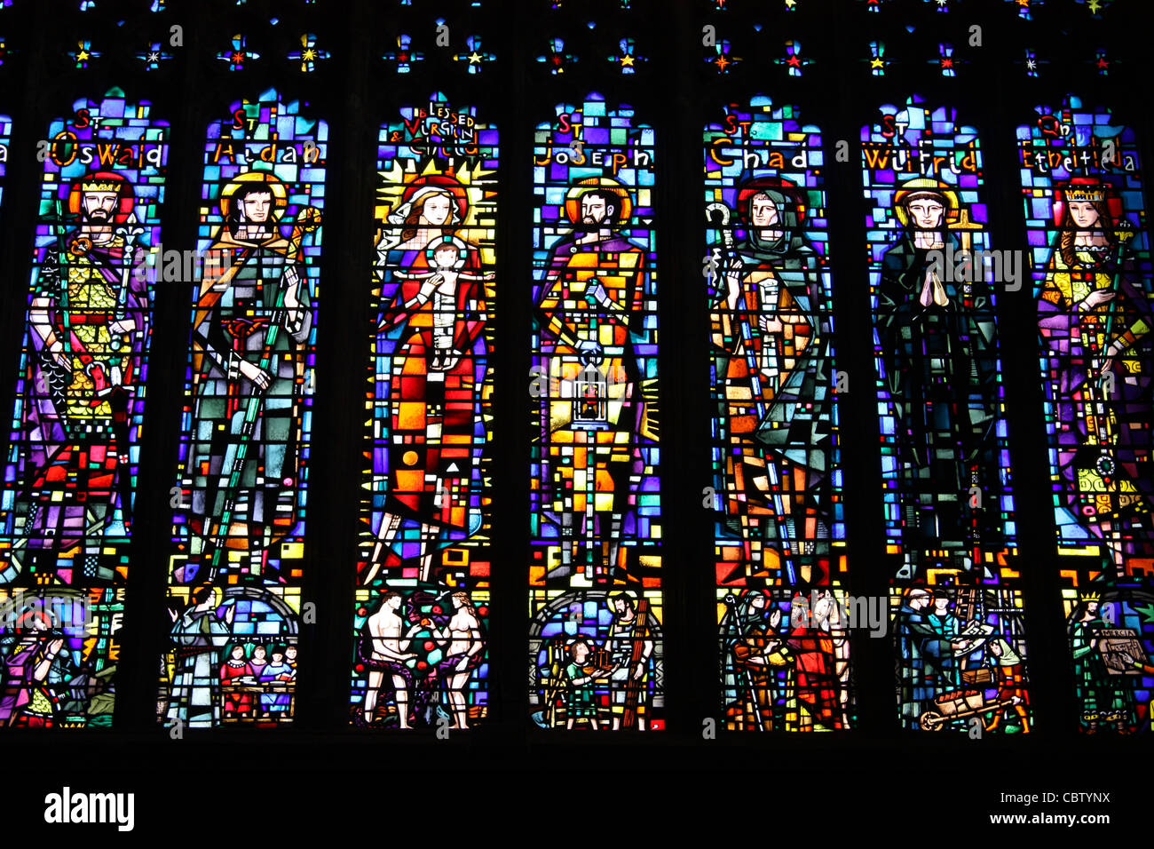 Stained Glass in Chester Cathedral England Stock Photo - Alamy