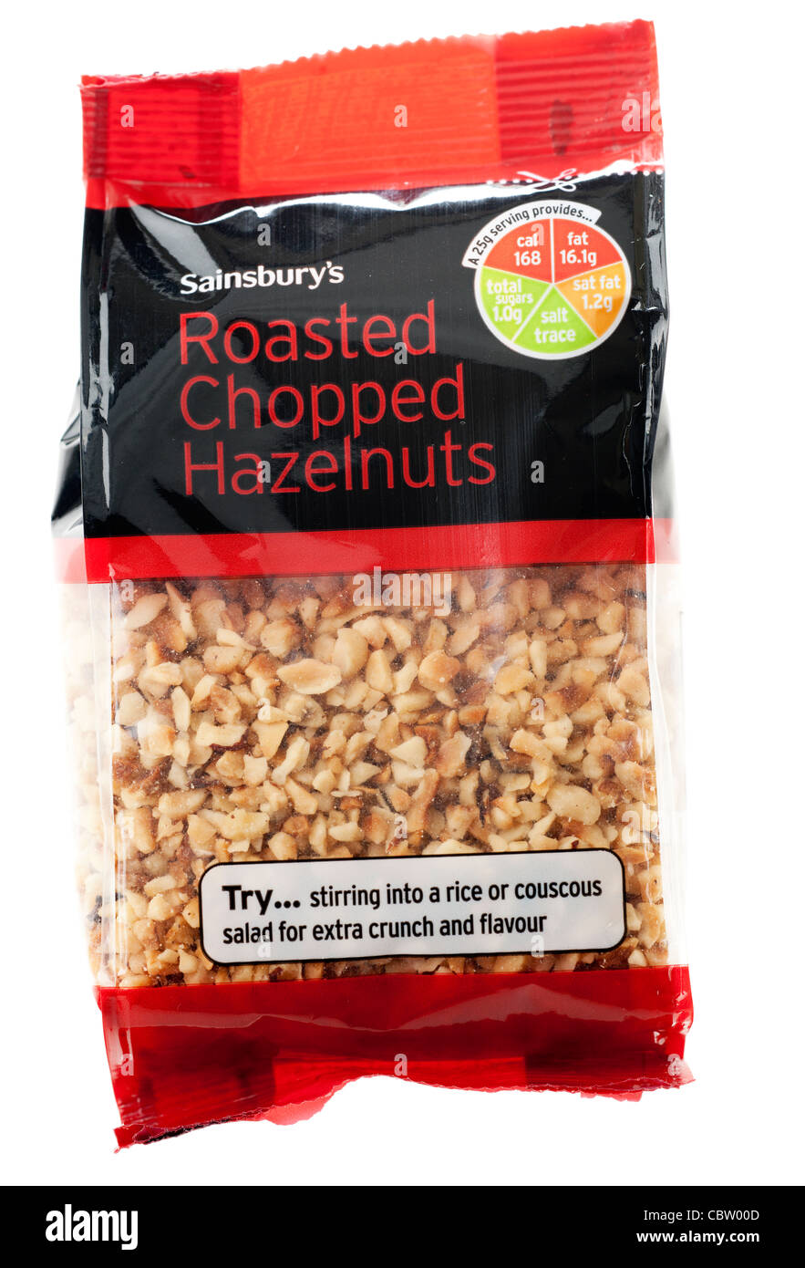 Packet of Sainsburys roasted chopped hazelnuts Stock Photo