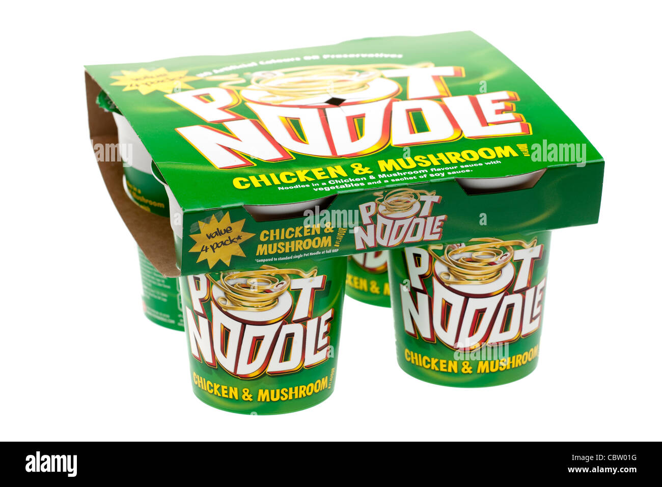 Pot Noodle value four pack noodle snacks Stock Photo Alamy
