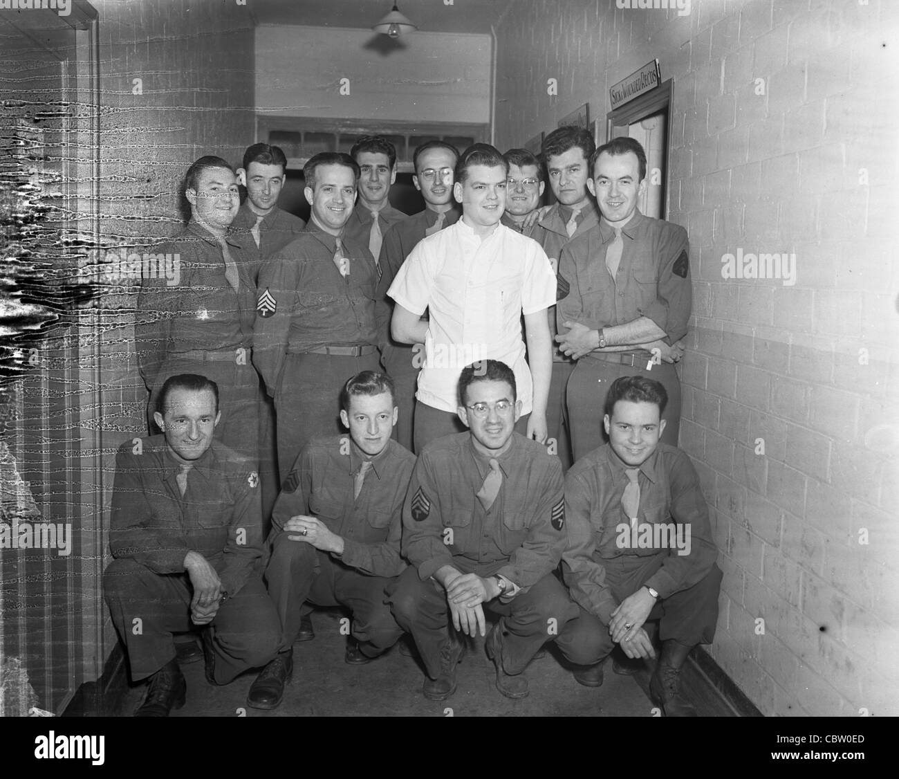 Tech sergeants in group photo american army Stock Photo