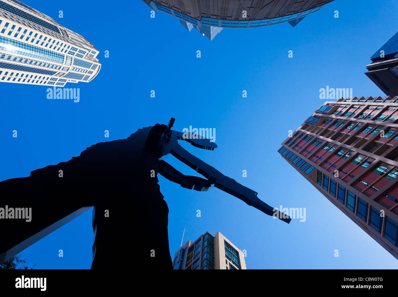 "Hammering Man" sculpture in front of the Seattle Art Museum Stock