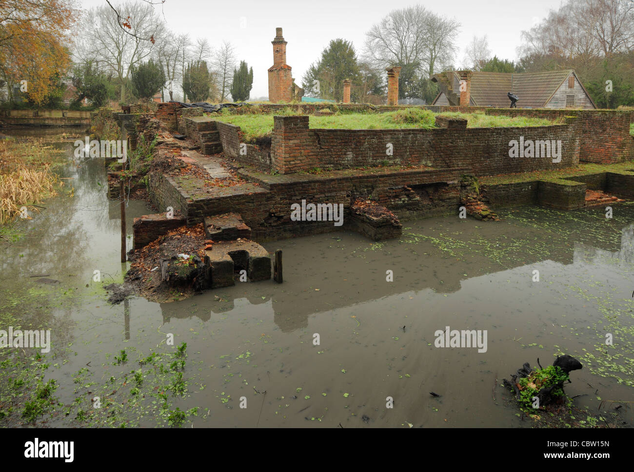 The remains of Scadbury Manor, a medieval moated manor house. Stock Photo