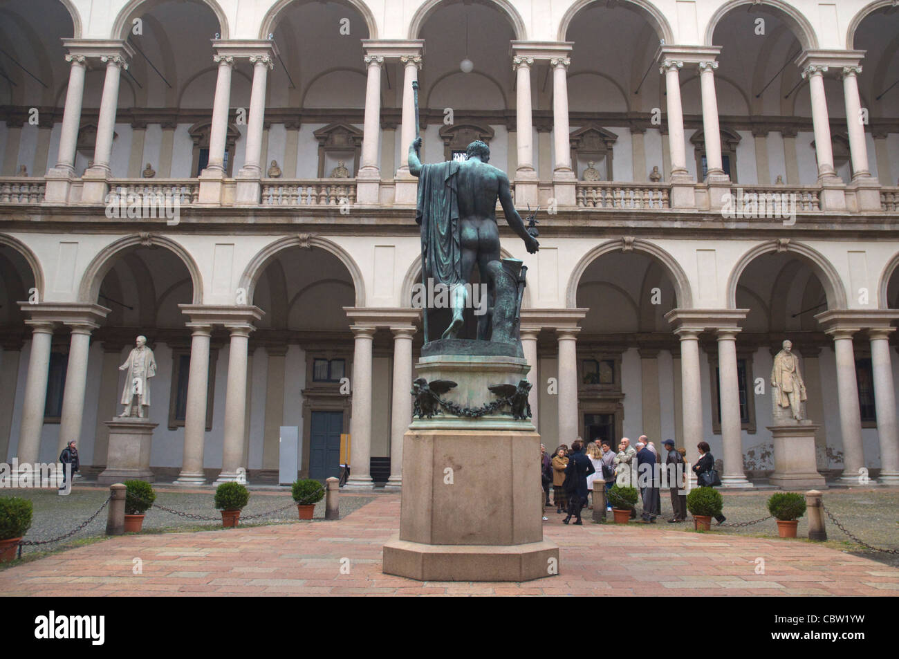 Pinacoteca di Brera art museum courtyard with bronze statue of Napoleon Brera district central Milan northern Italy Europe Stock Photo