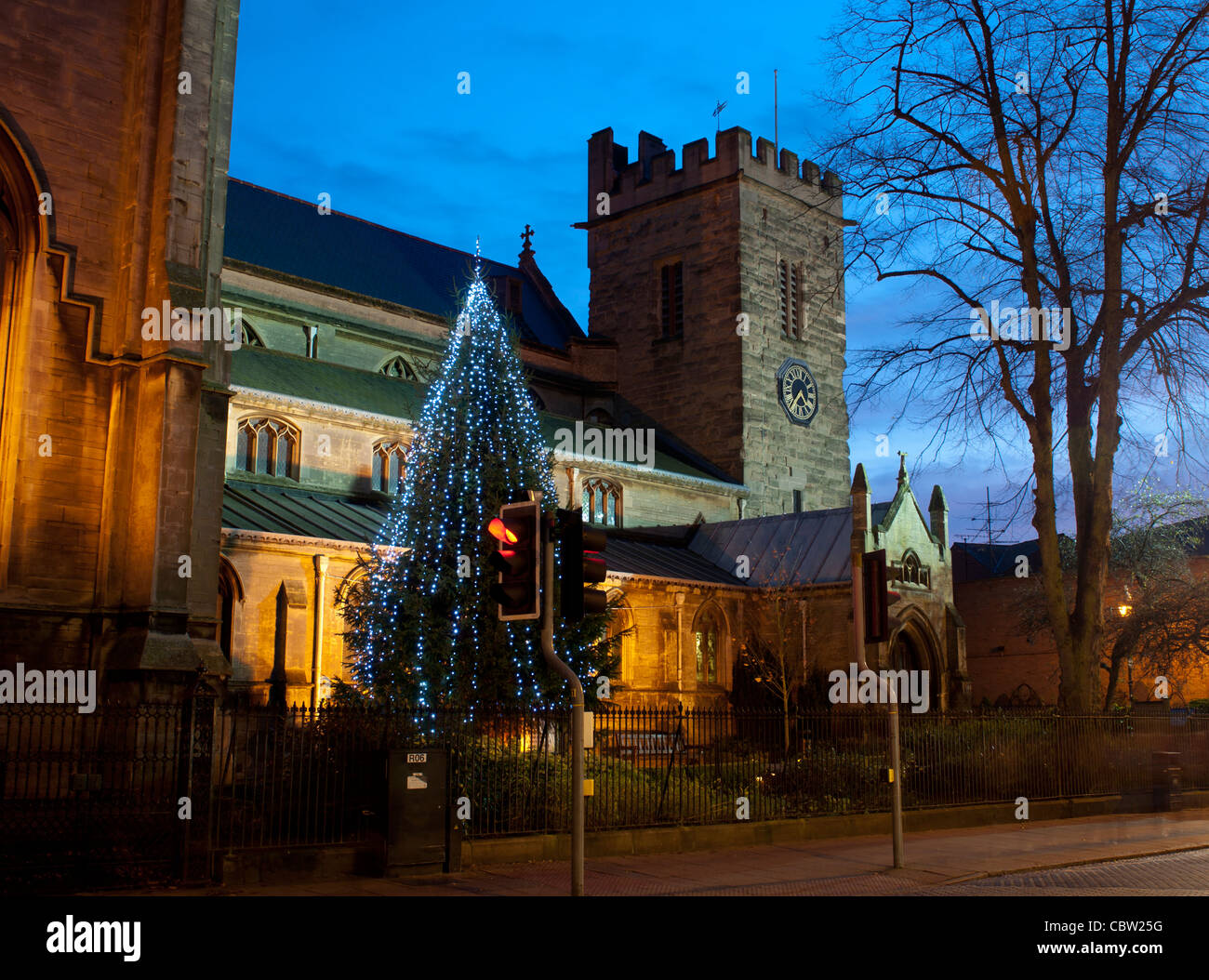 St. Andrew`s Church at Christmas, Rugby, Warwickshire, England, UK ...