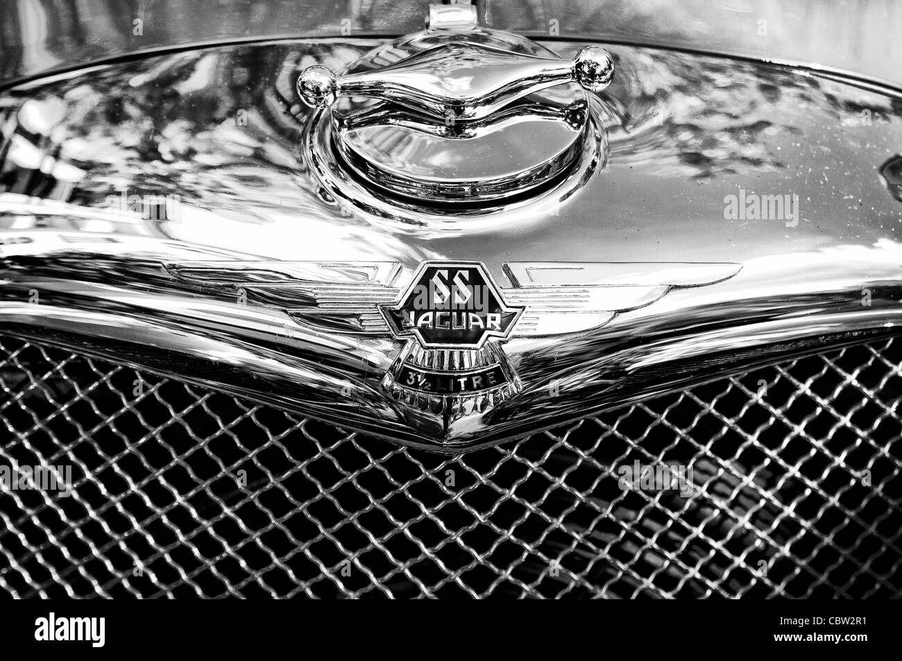 The emblem of Jaguar SS100 Stock Photo